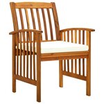 vidaXL Chaises à manger de jardin lot de 3 et coussins Bois d'acacia