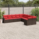 vidaXL Salon de jardin 10 Pièces avec coussins marron résine tressée