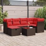 vidaXL Salon de jardin avec coussins 7 Pièces marron résine tressée