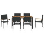 vidaXL Ensemble de salle à manger pour jardin 7 Pièces Noir  Bois