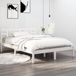 vidaXL Cadre de lit sans matelas blanc 135x190 cm bois massif