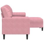 vidaXL Canapé à 3 places avec repose-pieds Rose 180 cm Velours