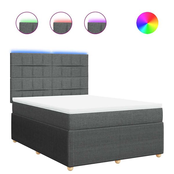 vidaXL Sommier à lattes de lit avec matelas Gris foncé 140x190cm Tissu