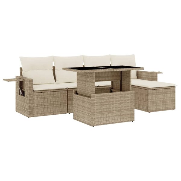 vidaXL Salon de jardin avec coussins 6 Pièces beige résine tressée