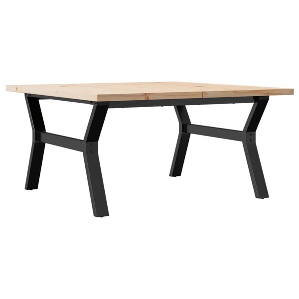 vidaXL Table basse cadre en Y 90x90x45 5cm bois de pin massif et fonte