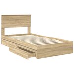 vidaXL Lit de Rangement Chêne Sonoma 100 x 200 cm Bois d'ingénierie