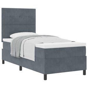 vidaXL Lit à ressorts avec tête de lit Gris foncé 100 x 200 cm Velours