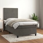 vidaXL Sommier à lattes de lit avec matelas Gris foncé 100x200 cm