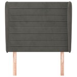 vidaXL Tête de lit avec oreilles Gris foncé 93x23x118/128 cm Velours