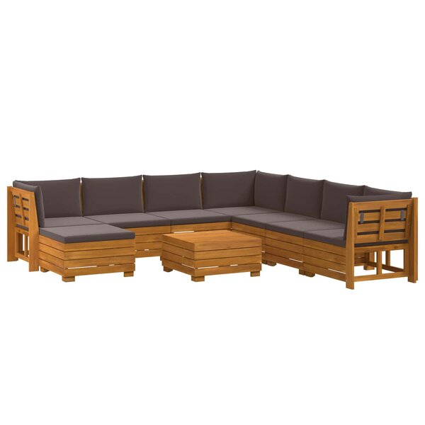 vidaXL Ensemble de canapés d'extérieur avec coussin 9 Pièce Marron