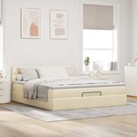 vidaXL Lit ottoman avec matelas et LED crème 180x200cm tissu