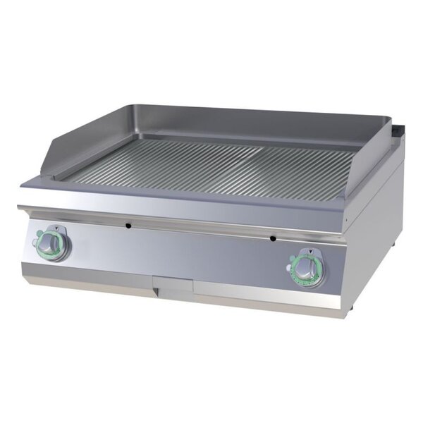 Plancha électrique double plaque de cuisson rainurée - 9 kw -  - chromé 800x730x300mm