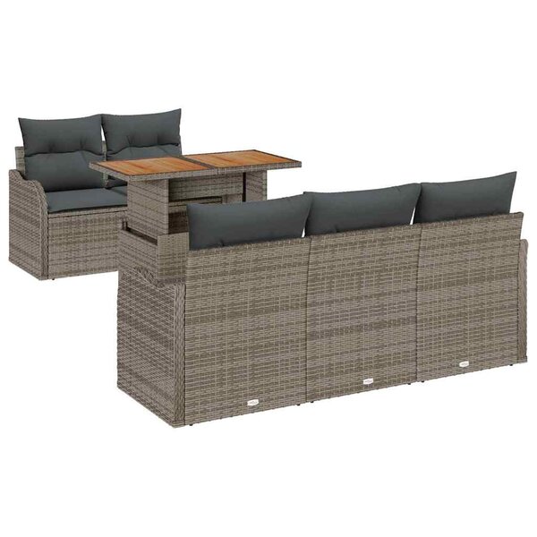 vidaXL Ensemble de canapé de jardin 6 Pièces Gris Poly rotin