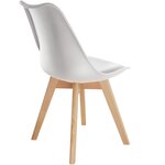 Lot de 2 chaises pieds en bois clair siège de salon cuisine salle à manger design minimaliste épuré ergonomique blanc 08_0000179