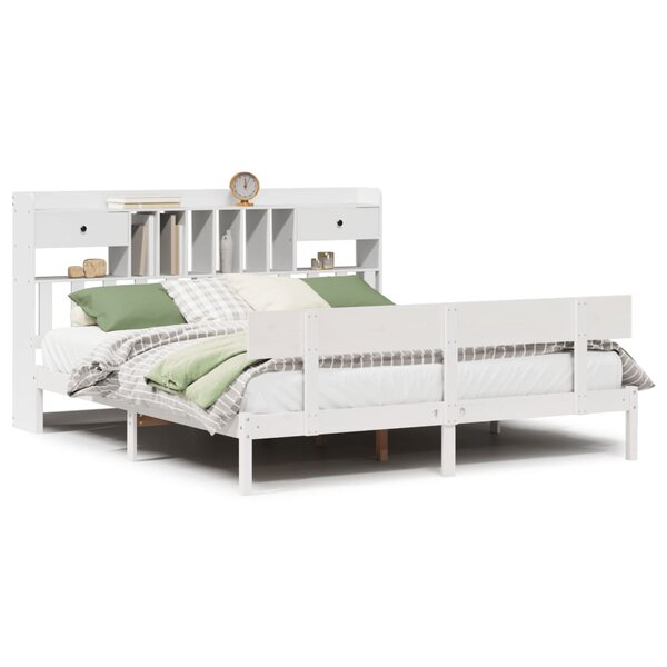 vidaXL Lit bibliothèque sans matelas blanc 180x200 cm bois pin massif