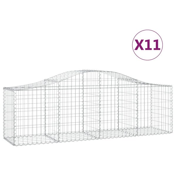 vidaXL Paniers à gabions arqués 11 Pièces 200x50x60/80 cm Fer galvanisé
