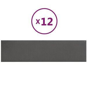 vidaXL Panneaux muraux 12 Pièces Gris 60x15 cm Similicuir 1 08 m²