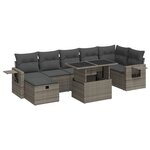 vidaXL Salon de jardin 8 Pièces avec coussins gris résine tressée