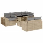 vidaXL Salon de jardin 11 Pièces avec coussins beige résine tressée