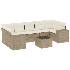 vidaXL Salon de jardin avec coussins 8 Pièces beige résine tressée