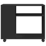 vidaXL Table d'appoint avec roues noir 70x35x60 cm bois d'ingénierie