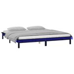 vidaXL Cadre de lit à LED sans matelas noir 200x200 cm bois massif