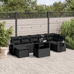 vidaXL Salon de jardin 8 Pièces avec coussins noir résine tressée