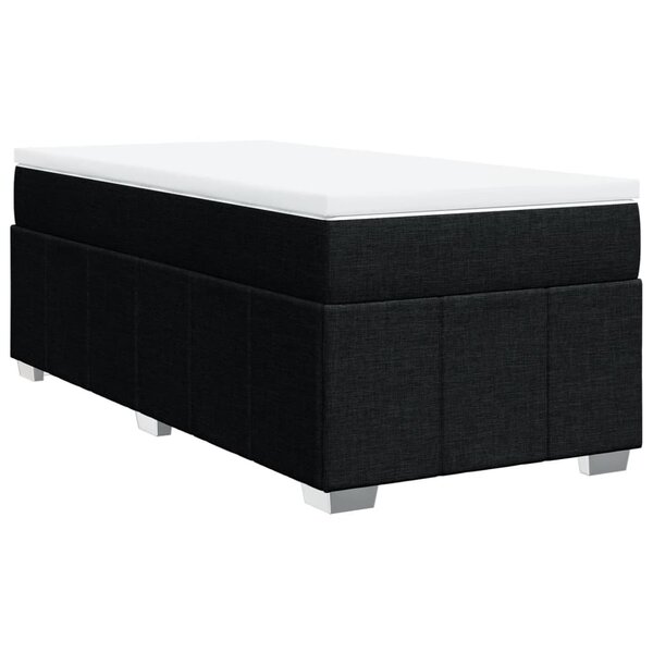 vidaXL Sommier à lattes de lit avec matelas Noir 90x200 cm Tissu