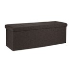 Banquette de rangement pliable avec grille de séparation 38 5 x 110 x 37 5 cm en tissu gris 13_0007774
