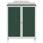 vidaXL Armoire tableau noir avec porte Gris et blanc Bois d'ingénierie