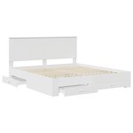 vidaXL Cadre de lit avec tiroir Blanc 200 x 200 cm Bois d'ingénierie
