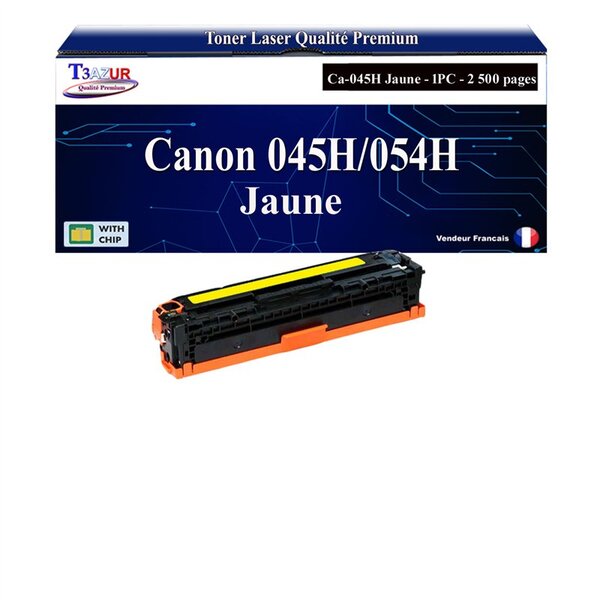 T3AZUR -Toner compatible avec Canon 045H/054H pour Canon LBP611Cn LBP613Cdw LBP621Cw LBP623Cdw MF631Cn MF633Cdw MF635Cx MF641Cw MF643Cdw MF645Cx - Jaune