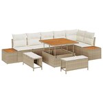 vidaXL Ensemble de canapé de jardin avec coussin 9 Pièces Beige et crème