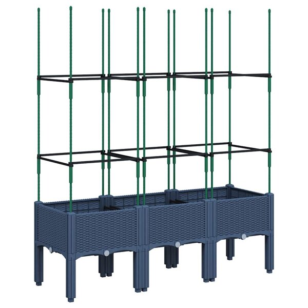 vidaXL Jardinière avec treillis bleu gris 120x40x142 5 cm PP
