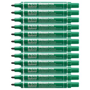 Marqueur permanent N50 Pointe Ogive 2 mm Vert x 12 PENTEL