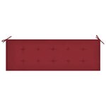 vidaXL Banc de jardin avec coussin rouge bordeaux 150 cm Teck massif