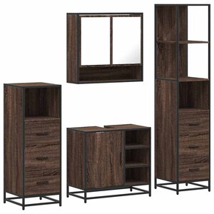 vidaXL Ensemble de meubles de salle de bain 4 Pièces chêne marron