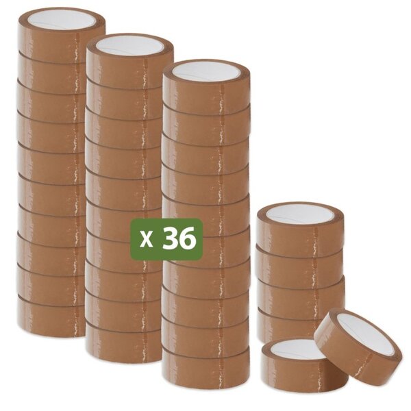Pack and Move - Lot 36 rouleaux ruban adhésif marron pour emballage et déménagement - 66 m - Qualité Premium
