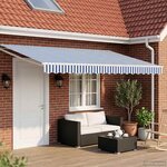 vidaXL Store rétractable manuel avec LEDs Bleu et Blanc 4 5 × 3 m