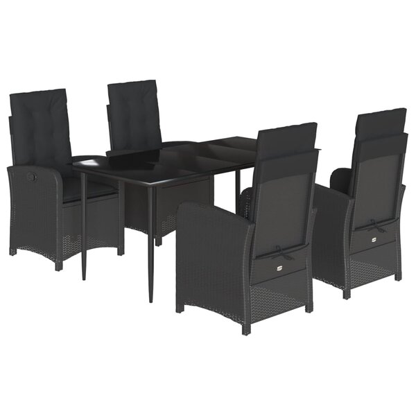 vidaXL Ensemble à manger de jardin coussins 5Pièces Noir Résine tressée