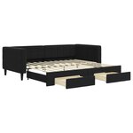 vidaXL Lit de jour avec gigogne et tiroirs sans matelas noir 90x200 cm