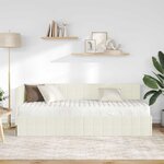 vidaXL Cadre de lit d'angle avec matelas 2 Pièces Crème Velours