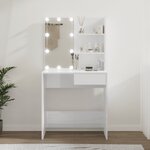 vidaXL Coiffeuse avec LED Blanc brillant 74 5x40x141 cm