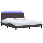 vidaXL Cadre de lit avec LED sans matelas marron foncé 180x200cm tissu