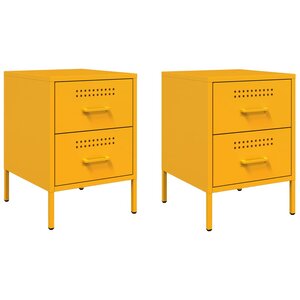 vidaXL Tables de chevet 2 Pièces jaune moutarde 36x39x50 5 cm acier