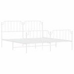 vidaXL Cadre de lit métal sans matelas et pied de lit blanc 183x213 cm
