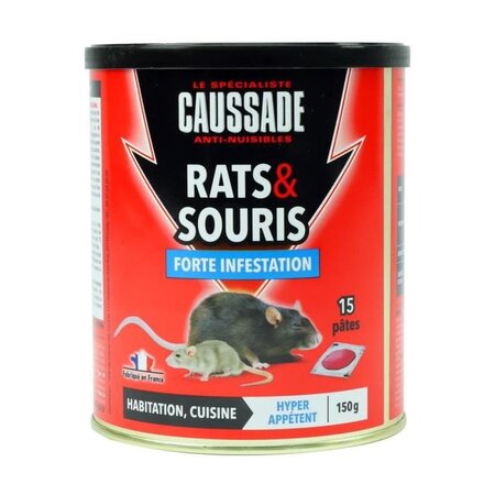 CAUSSADE CARSPT150 Rats & Souris - Pat appât Efficacité Radicale - 100 g Cau