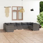 vidaXL Salon de jardin 9 Pièces avec coussins Résine tressée Gris