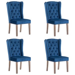 vidaXL Chaises à manger lot de 4 Bleu Velours