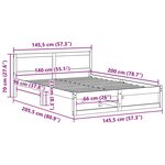 vidaXL Cadre de lit Blanc 140 x 200 cm Bois de pin massif
